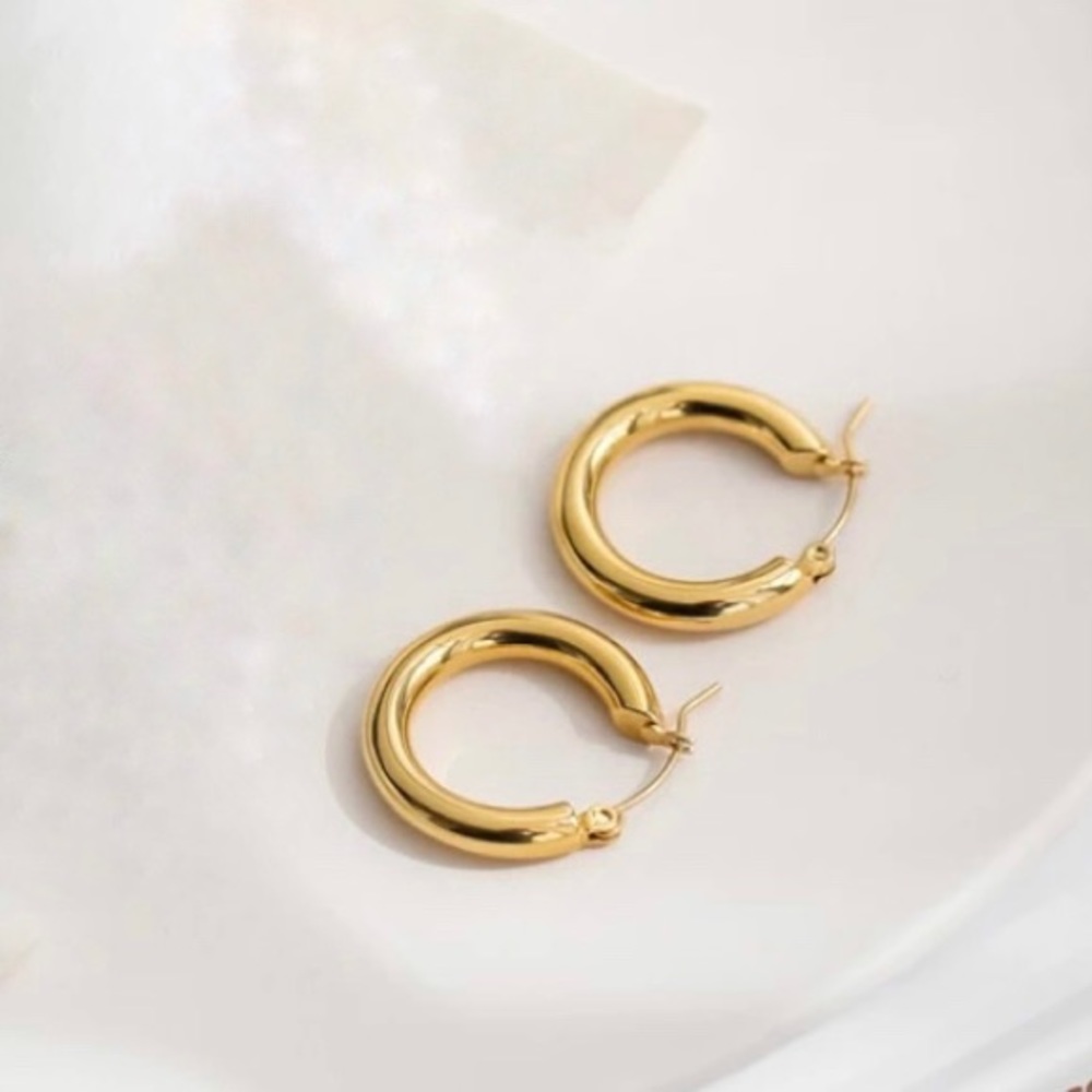 Gold Hoop Round 23mm Earrings